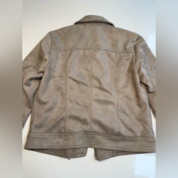 PHILOSOPHY Faux Leather/Suede Zip Up Moto Bomber Jacket Size XS in Taupe - Picture 9 of 15